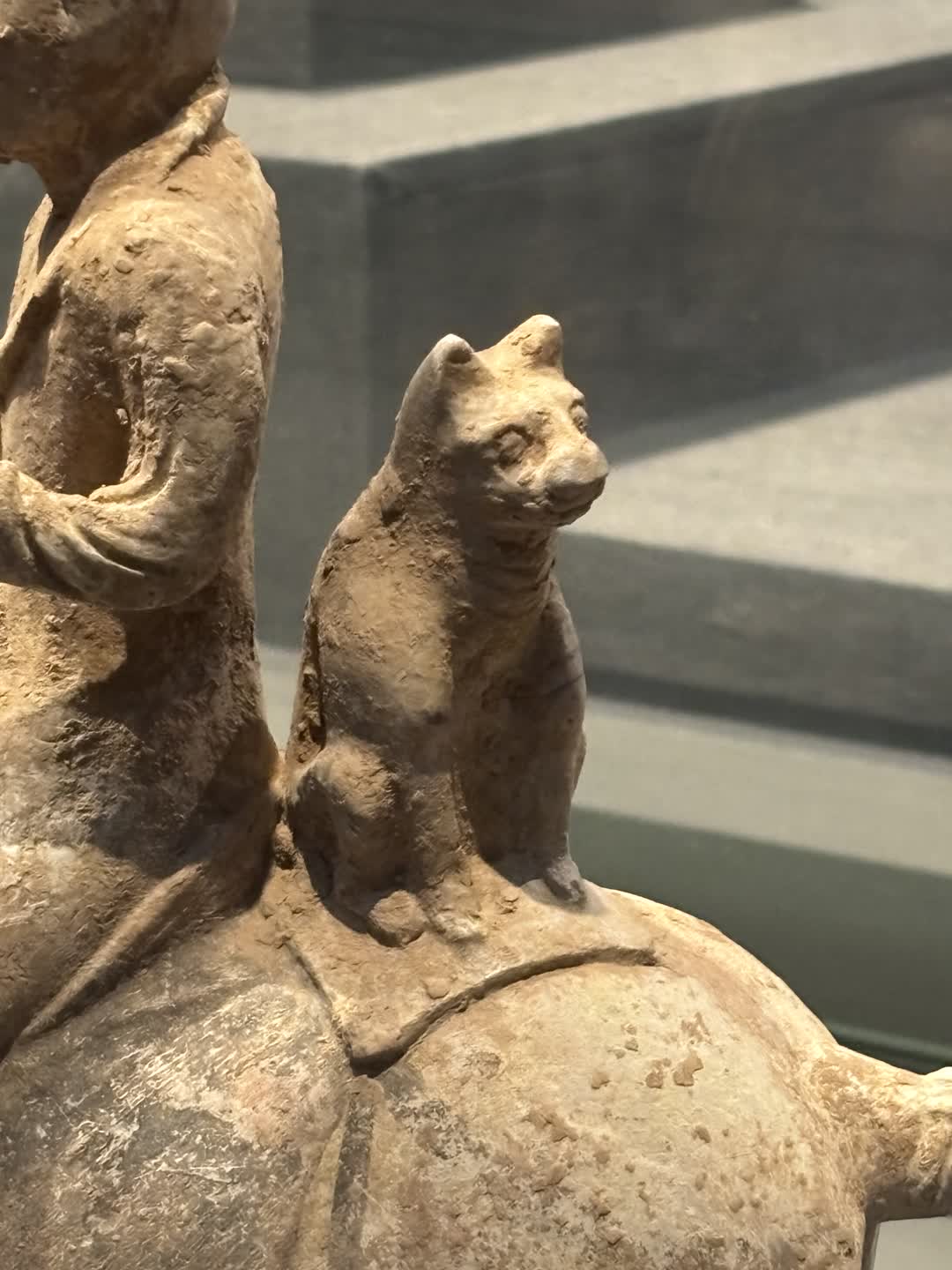 雕塑。馬背上坐著一隻貓。